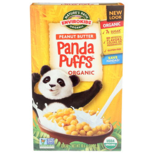 NATURE'S PATH ORGANIC Peanut Butter Cold Cereal Envirokidz Panda Puffs - 10.6 Ounce