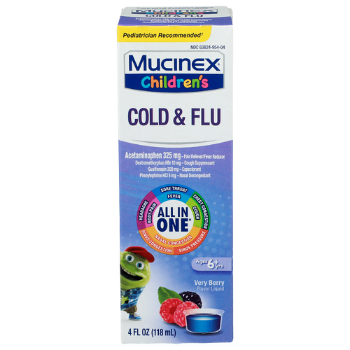 Mucinex Children's Very Berry Flavor Liquid Cold & Flu - 4 Fluid Ounce