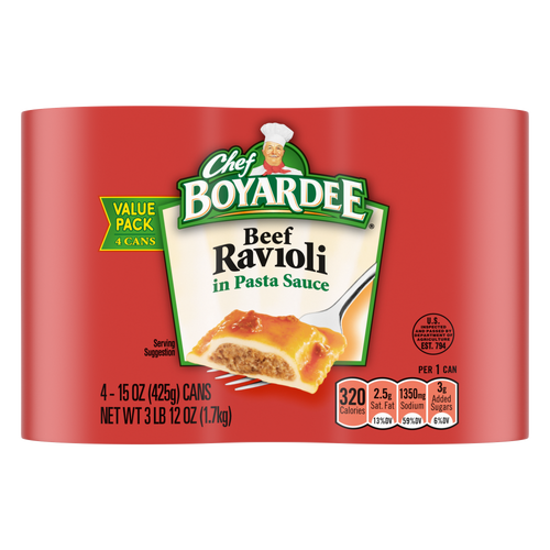 Chef Boyardee Beef Ravioli, 4 Pack - 60 Ounce