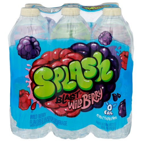 Splash Blast Wild Berry Flavored Water Beverage - 16.9 Fluid Ounce - 6 Count