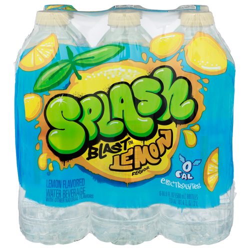 Splash Blast Lemon Flavor Flavored Water Beverage - 16.9 Fluid Ounce - 6 Count