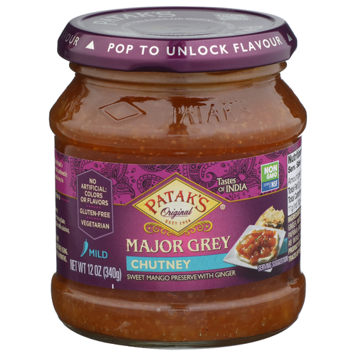 Patak's Major Grey Sweet Mango Preserve With Ginger The Original Chutney - 12 Ounce