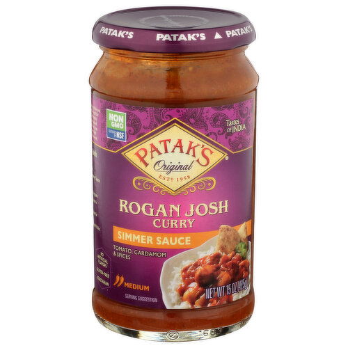 Patak's Curry Simmer Simmers Sauce Rogan Josh - 15 Ounce