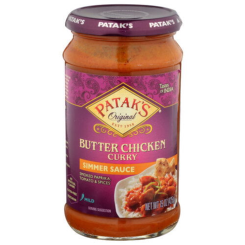 Patak's Butter Curry Simmer Simmers Sauce Biutter Chicken - 15 Ounce