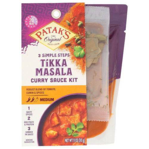 PATAK'S Tikka Masala Kit 3-Step Curry Sauce Kits - 11 Ounce