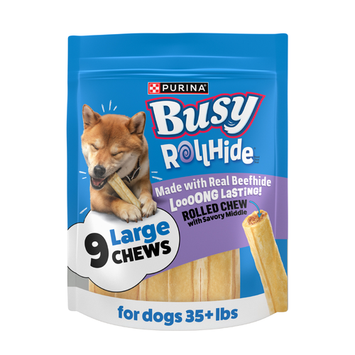 Purina Busy Rollhide Rawhide Large Dog Chew Treats Made With Real Beefhide - 12 Ounce
