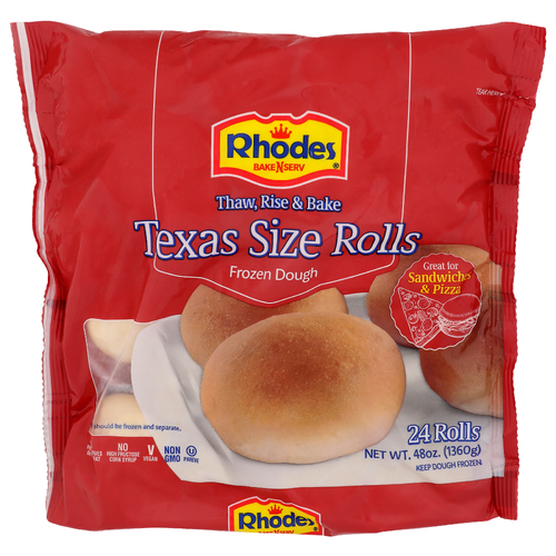 Rhodes Bake N Serv Texas Size Rolls Frozen Dough - 2 Ounce - 24 Count