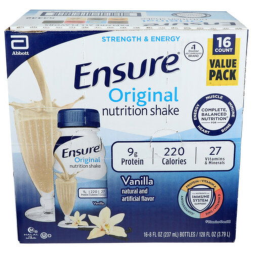 BROOKSHIRE'S Ensure Vanilla Reclosable Btl 16 - 8 Fluid Ounce - 16 Count
