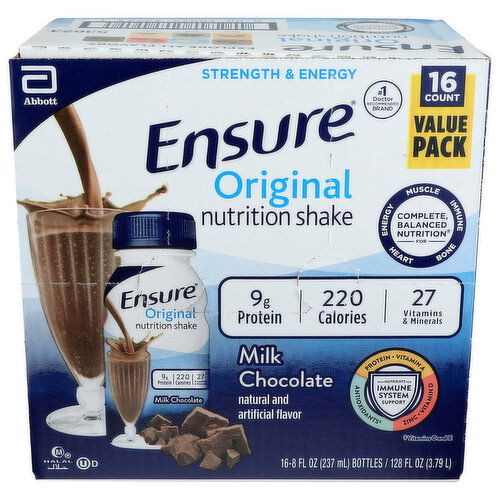 BROOKSHIRE'S Ensure Choc Nutrition Shake 16 - 8 Fluid Ounce - 16 Count