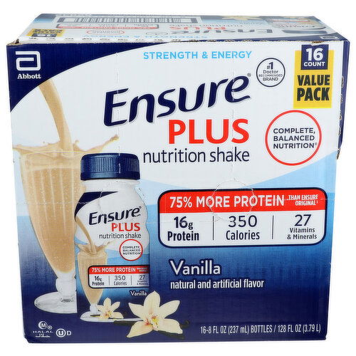 BROOKSHIRE'S Ensure Plus Vanilla 16 - 8 Fluid Ounce - 16 Count