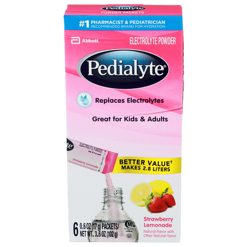 Pedialyte Strawberry Lemonade Electrolyte Powder - 0.6 Ounce - 6 Count