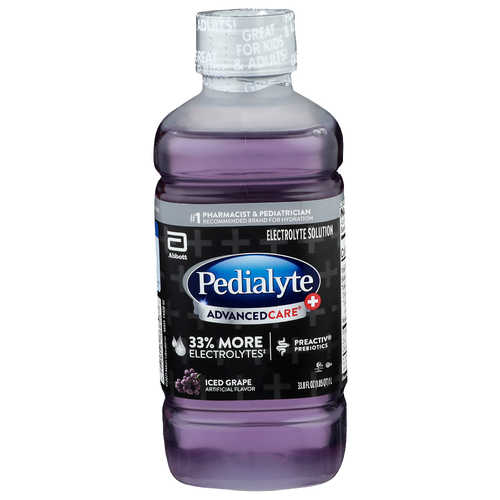 Pedialyte Advanced Care Iced Grape Electrolyte Solution - 33.8 Fluid Ounce