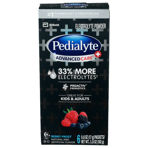 Pedialyte Electrolyte Powder, Berry Frost - 6 Each