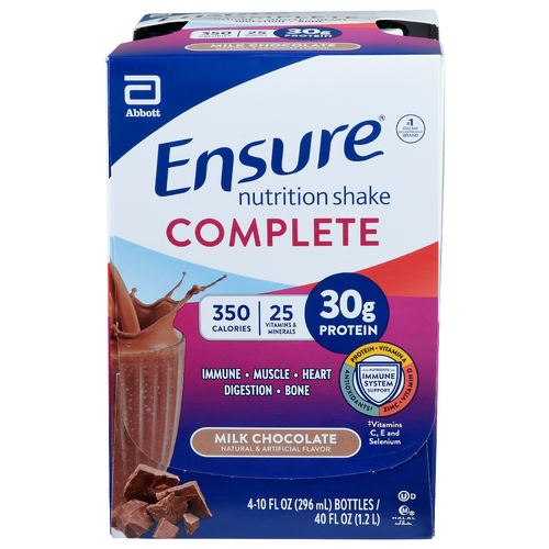 Ensure Complete Milk Chocolate Nutrition Shake - 10 Fluid Ounce - 4 Count