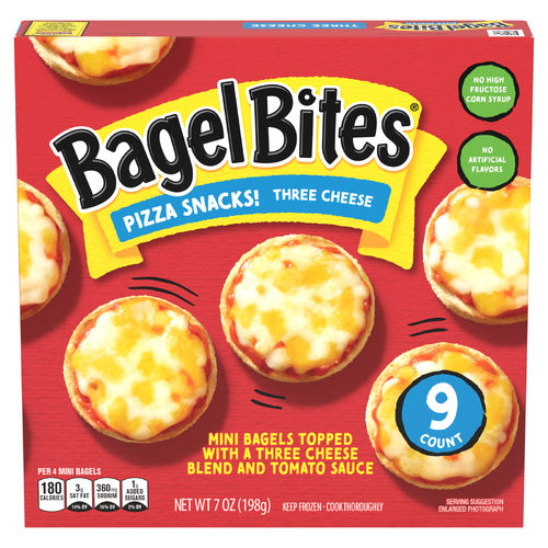Bagel Bites Three Cheese Mini Pizza Frozen Snacks, Box - 9 Count