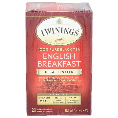 Twinings Of London 100% Pure Black Tea Decaffeinated English Breakfast - 0.071 Ounce - 20 Count