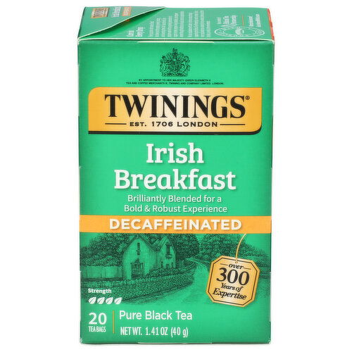 Twinings Of London Black Tea Bag Decaffeinated Irish Breakfast - 0.071 Ounce - 20 Count
