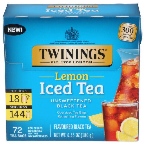 TWININGS OF LONDON Lemon Tea Bag Black Iced - 0.088 Ounce - 72 Count
