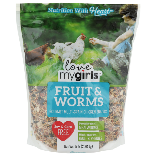 Love My Girls Fruit & Worms Gourmet Multi-Grain Chicken Snacks - 5 Pound