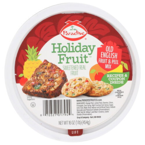 Paradise Candied Old English Fruit & Peel Mix Holiday Fruit - 16 Ounce