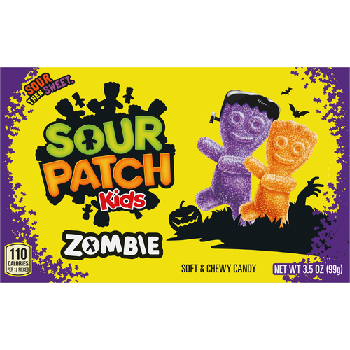 SOUR PATCH KIDS Assorted Zombie Orange & Purple Soft & Chewy Halloween Candy - 3.5 Ounce