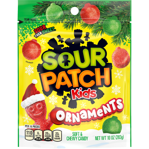 SOUR PATCH KIDS Assorted Ornaments Soft & Chewy Holiday Candy - 5 Ounce