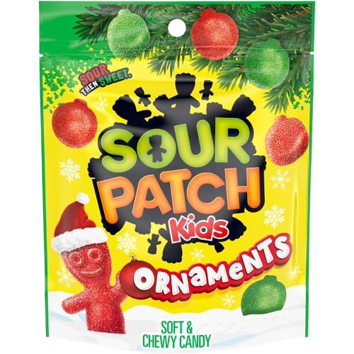 Sour Patch Kids Ornaments Soft & Chewy Gummy Holiday Candy - 10 Ounce