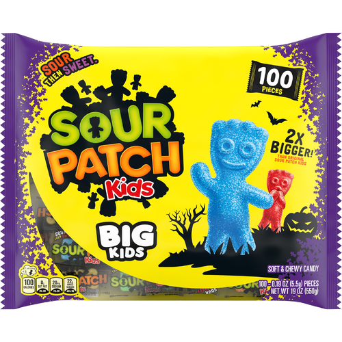 SOUR PATCH KIDS Assorted Big Individually Wrapped Soft & Chewy Halloween Candy - 19.4 Ounce