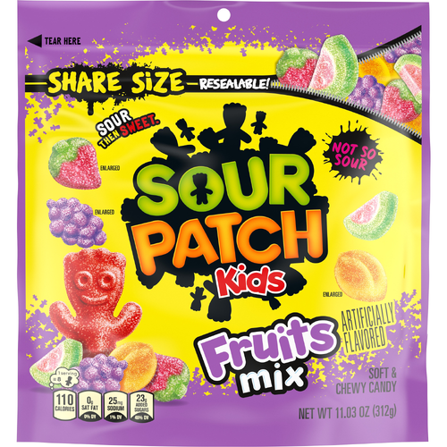 SOUR PATCH KIDS Fruits Mix Soft & Chewy Candy, Share Size, 11.03 oz - 11.03 Ounce