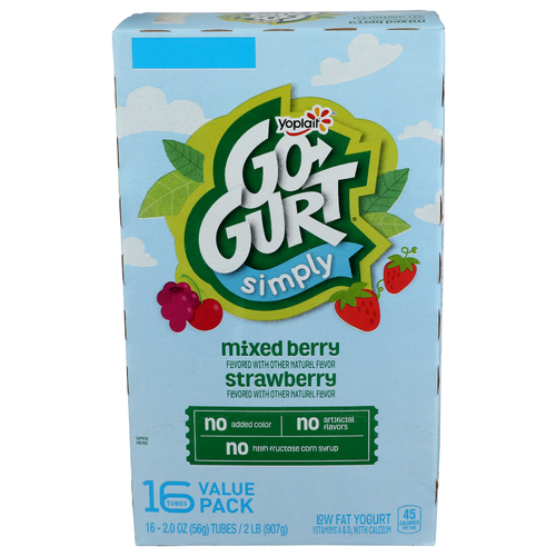 Yoplait Simply Go-Gurt Strawberry/Mixed Berry Yogurt - 0.125 Pound - 16 Count Image 1 of 4