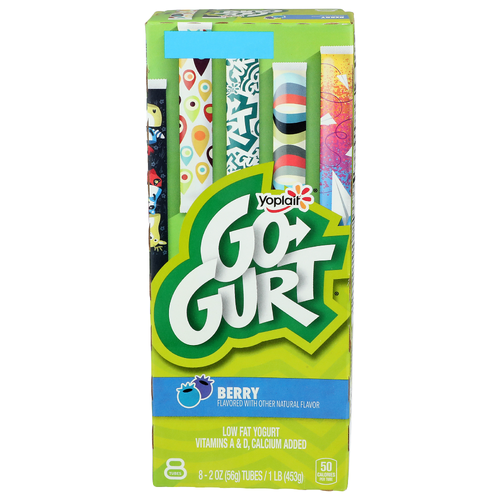 Yoplait Go Gurt Berry Low Fat Yogurt - 2 Ounce - 8 Count Image 1 of 4