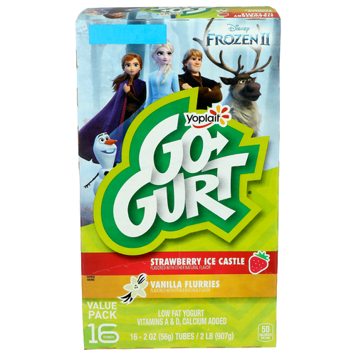 Yoplait Go Gurt Strawberry Ice Castle Vanilla Flurries Yogurt - 0.125 Ounce - 16 Count