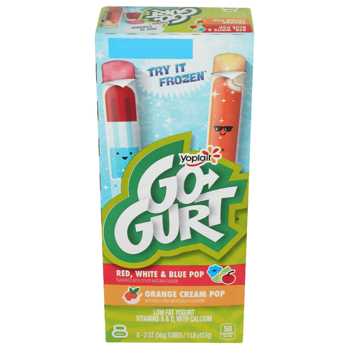 Yoplait Go Gurt Red, White & Blue Pop Orange Cream - 2 Ounce - 8 Count