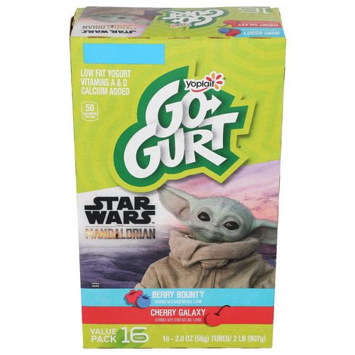 Yoplait Go Gurt Berry Bounty Cherry Galaxy Star Wars The Mandalorian - 0.125 Ounce - 16 Count
