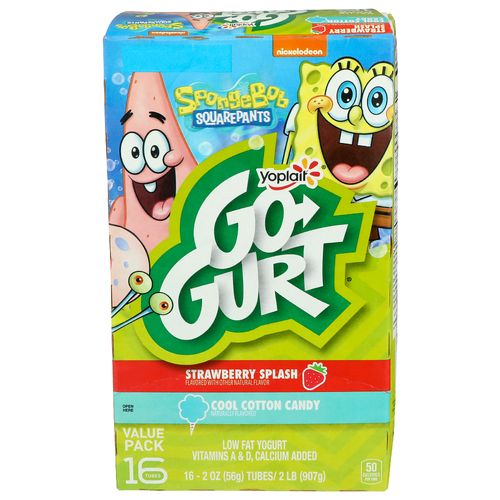 Yoplait Go Gurt Strawberry Splash Cool Cotton Candy - 0.125 Ounce - 16 Count