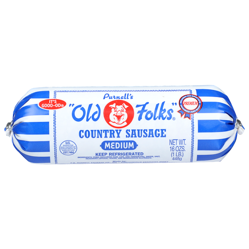 Purnell's Medium Old Folks Country Sausage - 16 Ounce