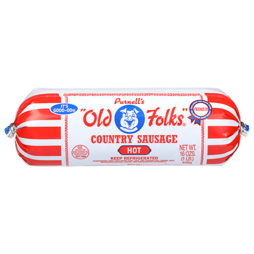 PURNELL'S OLD FOLKS Hot Country Sausage - 16 Ounce