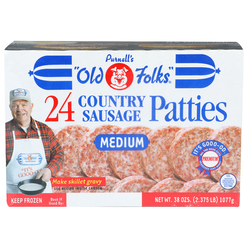 Purnell's Old Folks Medium Country Sausage Patties - 1.583 Ounce - 24 Count