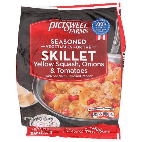 Pictsweet Farms Yellow Squash, Onions & Tomatoes Seasoned Vegetables For The Skillet - 16 Ounce