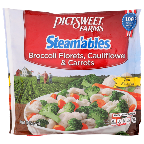 Pictsweet Farms Steam'ables Broccoli Florets, Cauliflower & Carrots - 10 Ounce