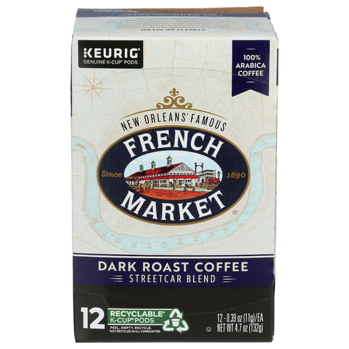 French Market Streetcar Blend Keurig Genuine K-Cup Pods Dark Roast Coffee - 0.392 Ounce - 12 Count