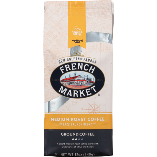 French Market Coffee Medium Roast Bag Jazz Brunch Blend - 12 Ounce