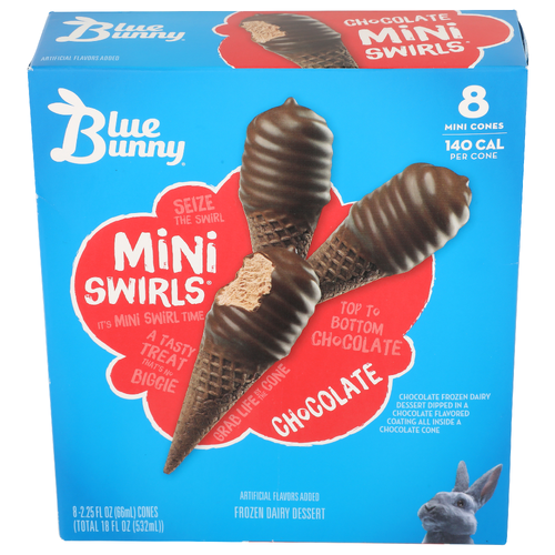 Blue Bunny Chocolate Mini Swirls Frozen Dairy Dessert - 2.25 Fluid Ounce - 8 Count