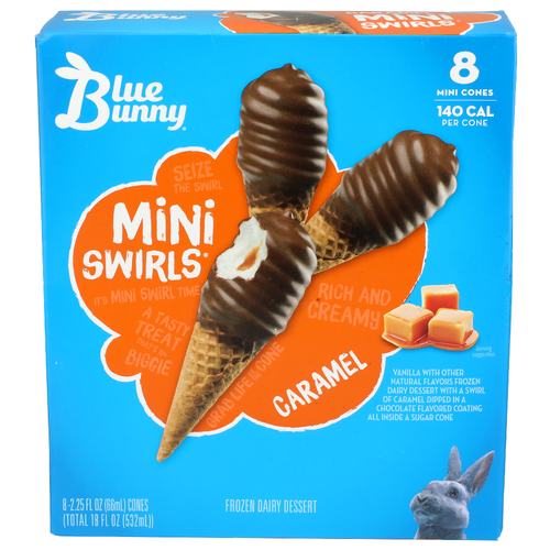 Blue Bunny Caramel Mini Swirls Frozen Dairy Dessert - 2.25 Fluid Ounce - 8 Count