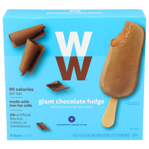 Ww Giant Chocolate Fudge Low Fat Ice Cream - 3.5 Fluid Ounce - 6 Count
