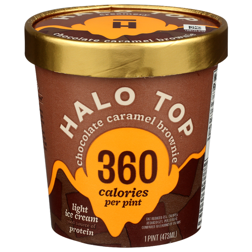 Halo Top Ice Cream, Light, Chocolate Caramel Brownie - 1 Pint