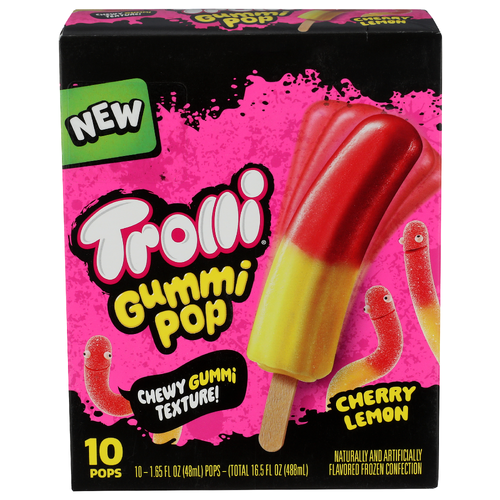 TROLLI GUMMI POPS Cherry & Lemon Pop - 1.65 Fluid Ounce - 10 Count