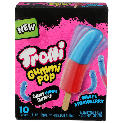 TROLLI GUMMI POPS Grape & Strawberry Pop - 1.65 Fluid Ounce - 10 Count