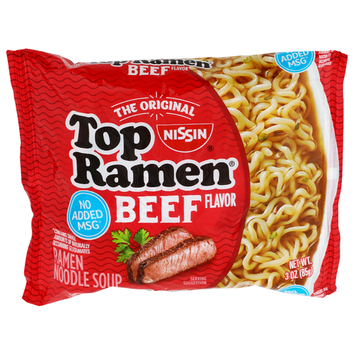 Nissin Top Ramen Beef Flavor Noodle Soup - 3 Ounce