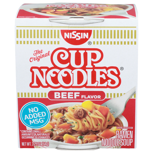 Nissin Cup Noodles Beef Flavor Ramen Noodle Soup - 2.25 Ounce